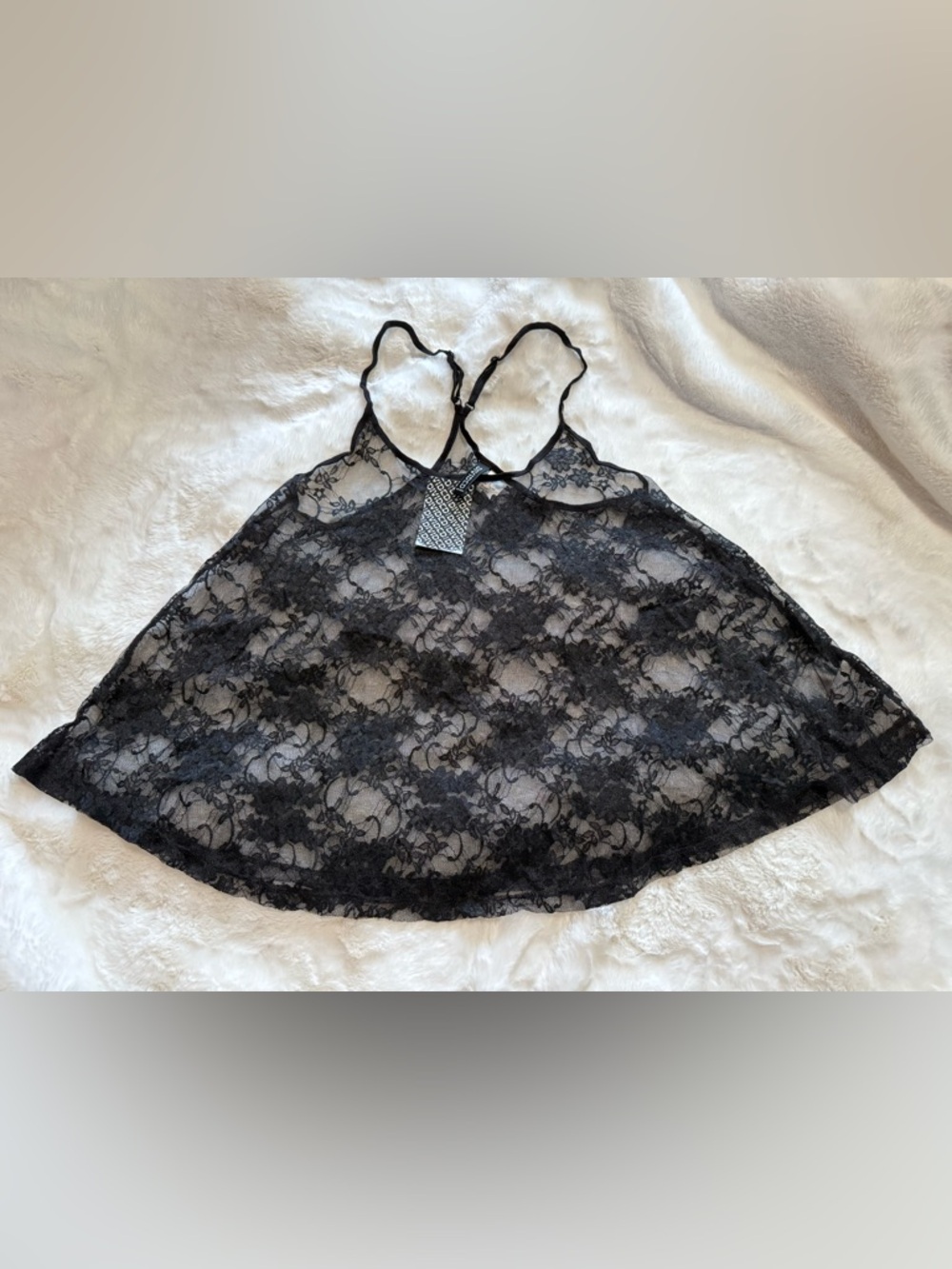 NWT H&M Divided Black Lace Strappy Babydoll Tank Top